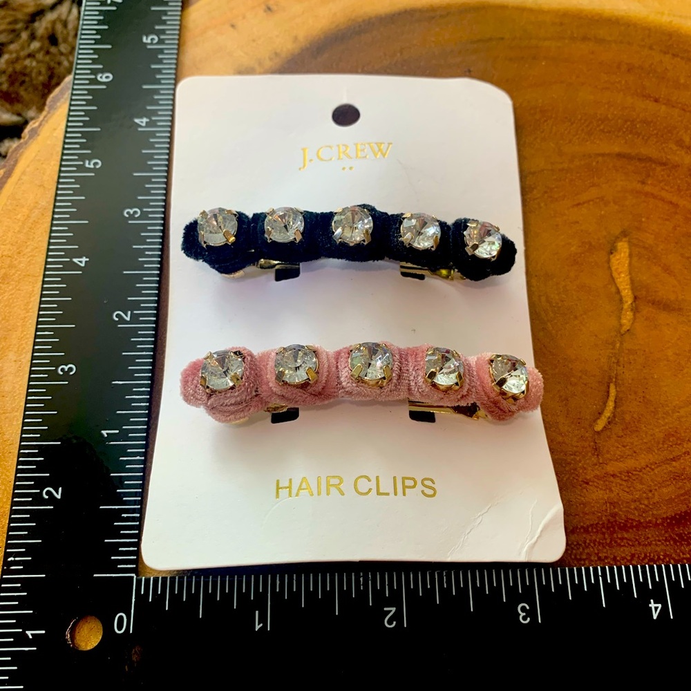 J crew hair clips velvet pink and black